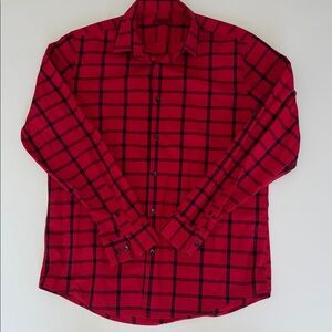 Alfani Men's Plaid Shirt Cotton Hyper Red and Black size M